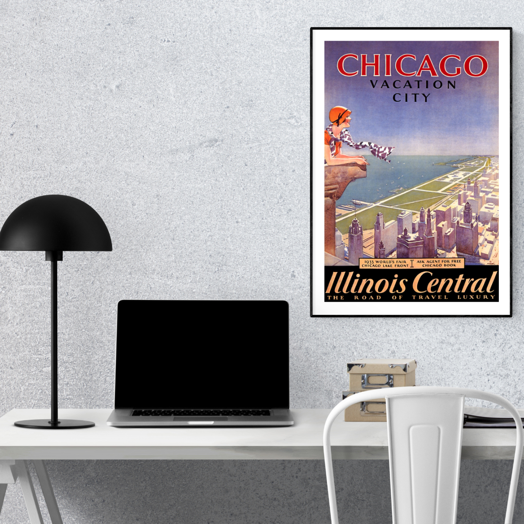 Chicago Vacation City 1933 World’s Fair Poster Print – Chicago Lakefront Travel Wall Art