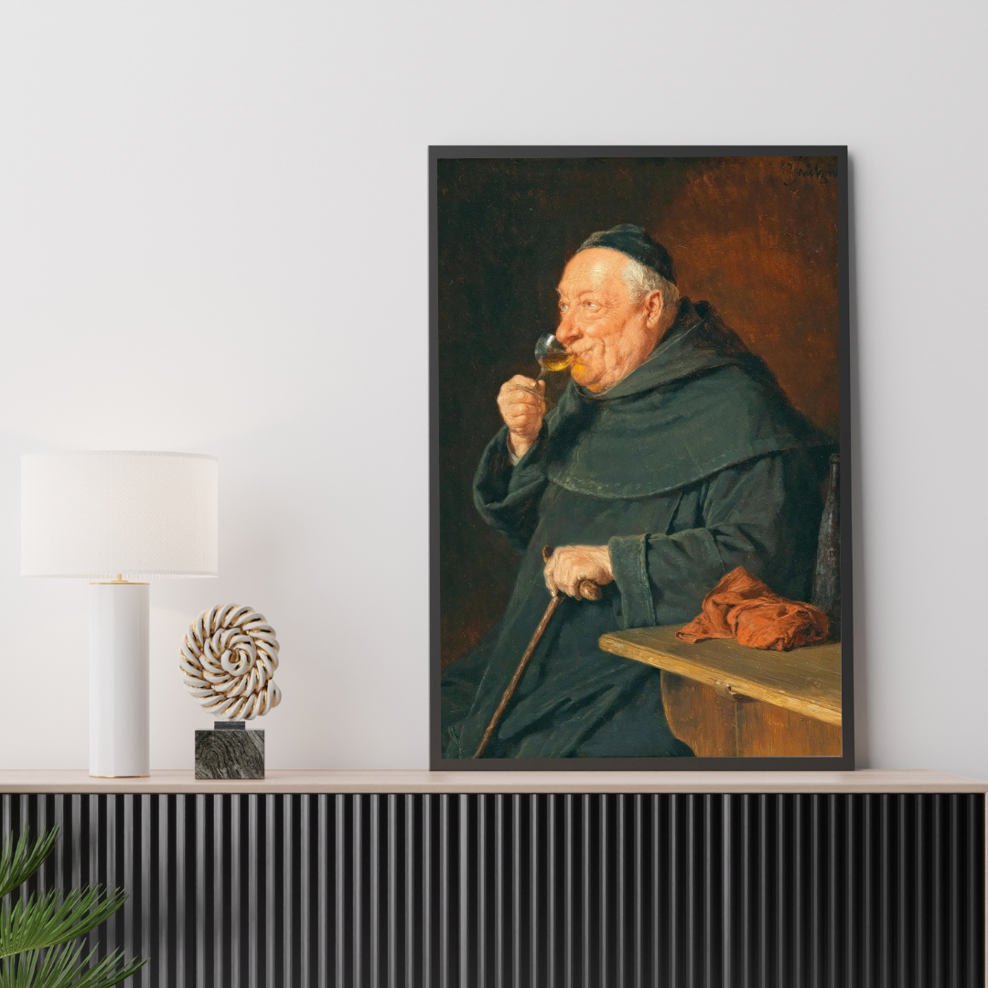 Eduard Grutzner - “The Connoisseur” Art Print, Vintage Wine Tasting Wall Decor