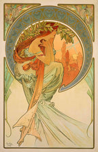 Alphonse Mucha - Poetry Art Print, Art Nouveau Fashion Girl Wall Decor