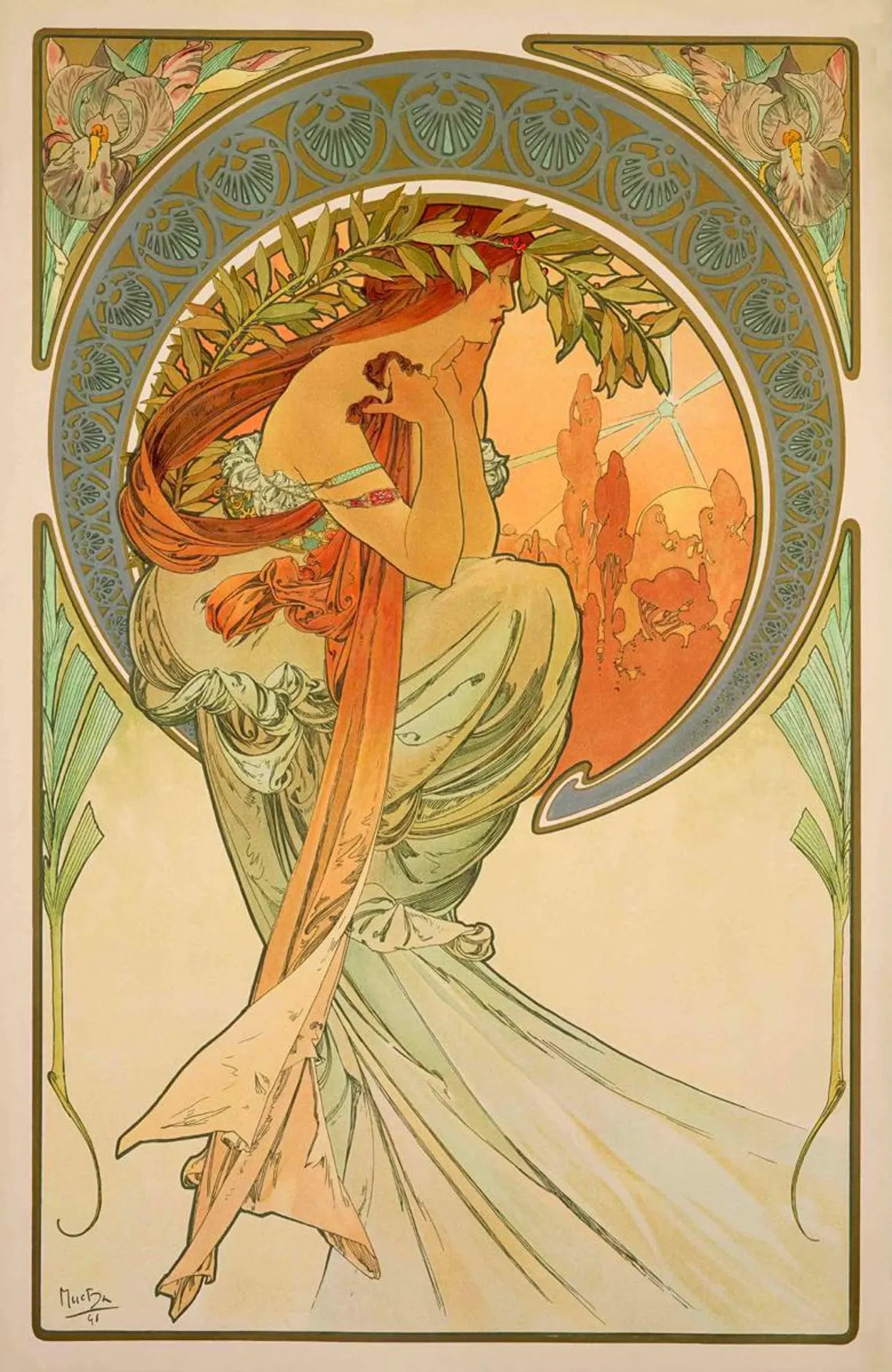 Alphonse Mucha - Poetry Art Print, Art Nouveau Fashion Girl Wall Decor