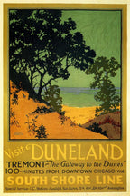 Visit Duneland, Tremont Gateway to the Dunes Vintage Travel Poster Print - South Shore Line Wall Art