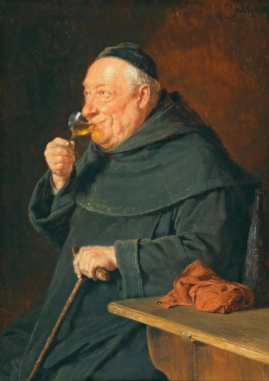 Eduard Grutzner - “The Connoisseur” Art Print, Vintage Wine Tasting Wall Decor