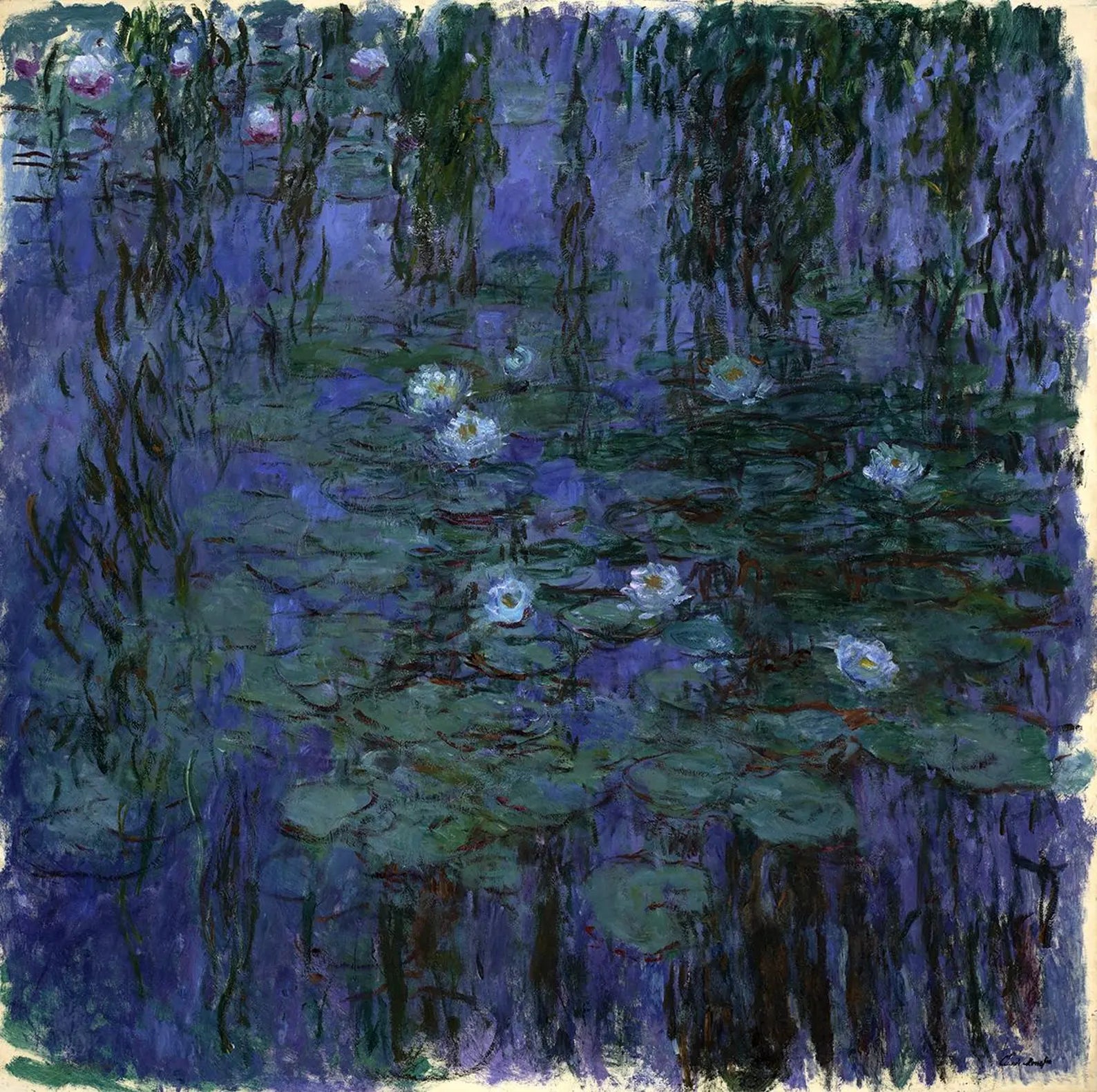 Claude Monet Water Lilies Square Art Print – Impressionist Floral Wall Art, Blue & Green Lily Pond