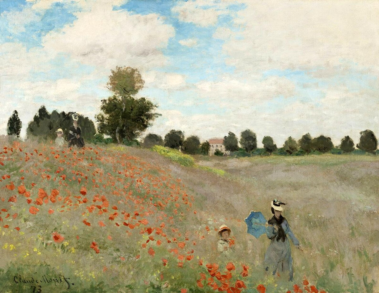 Claude Monet – The Poppy Field Near Argenteuil Art Print, Impressionist Landscape Wall Art