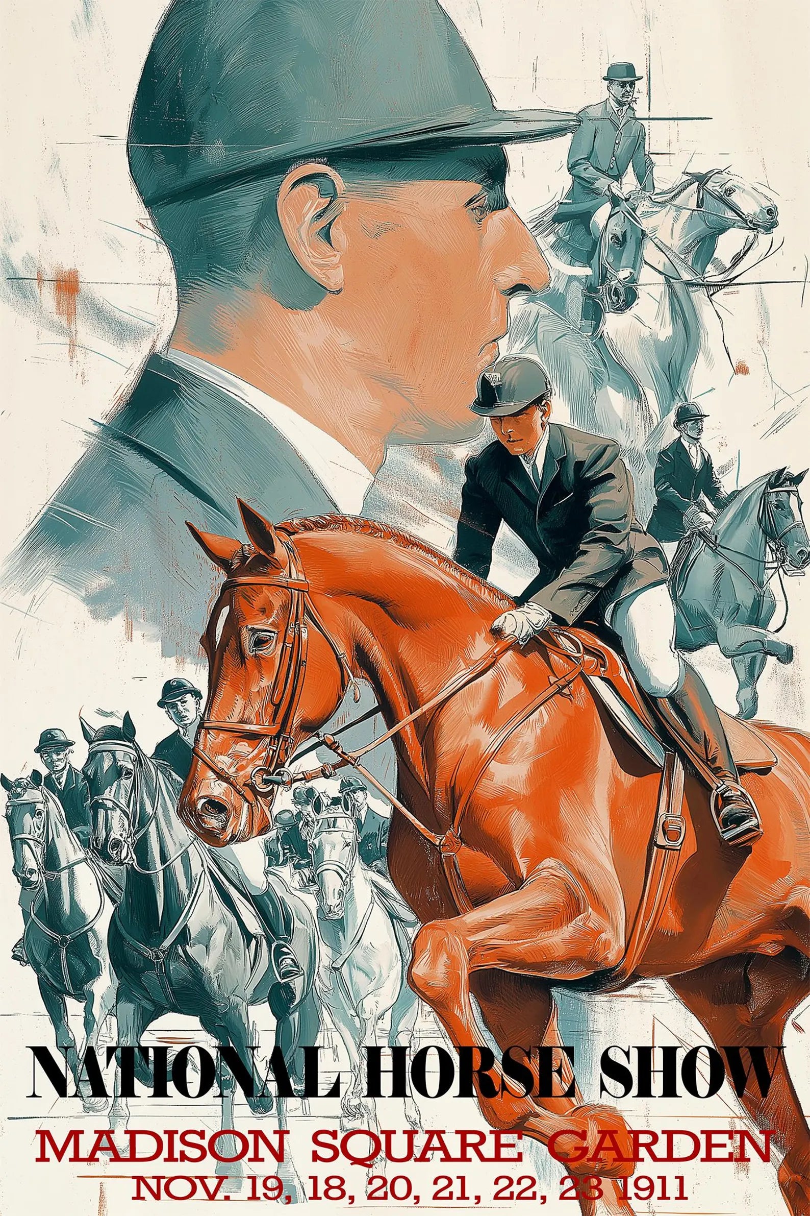 1911 Dressage Horse Show at Madison Square Garden Vintage Poster Print – Historic New York Wall Art