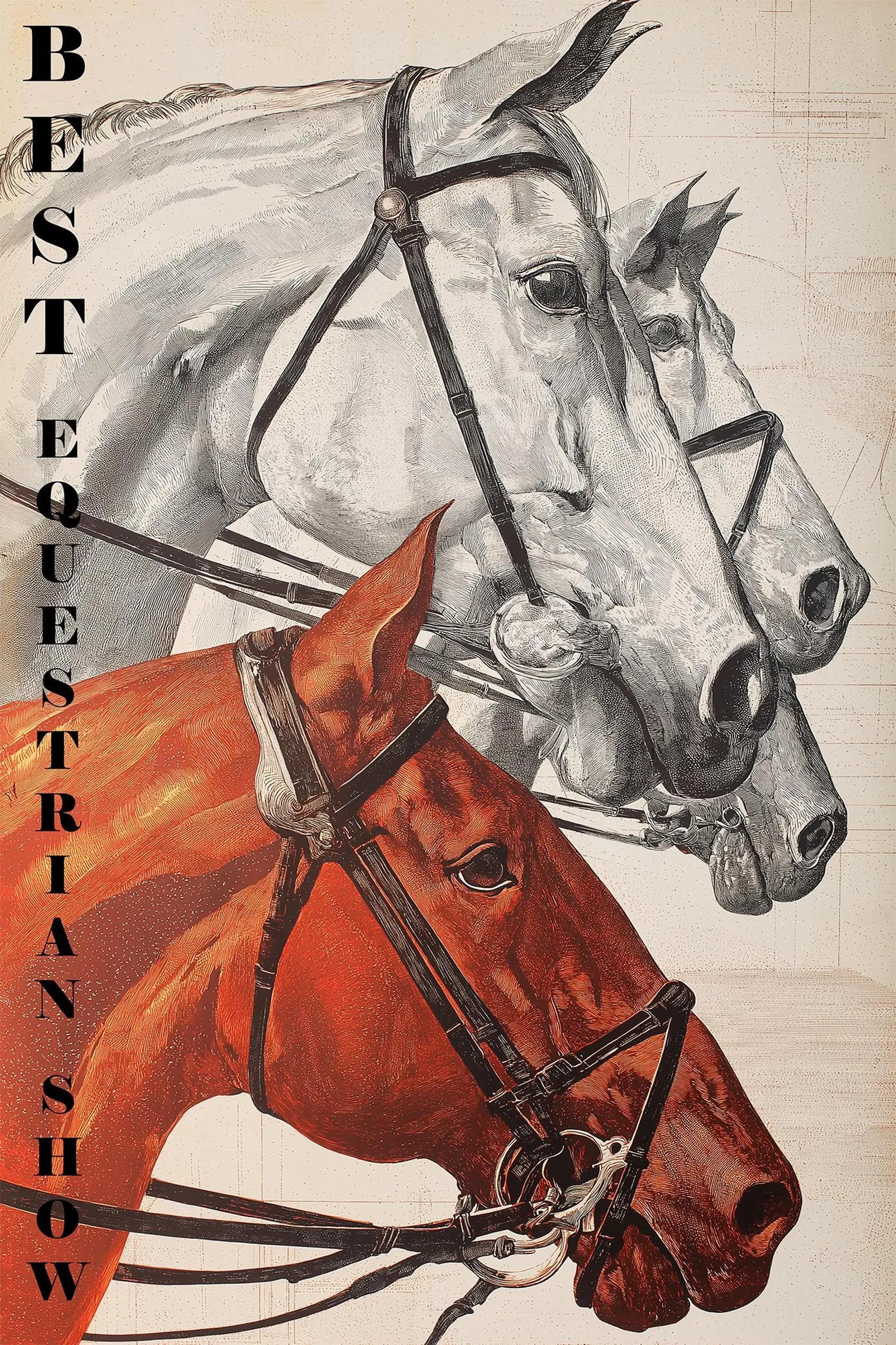 Best Equestrian Show Horse Heads Vintage Dressage Poster Print – Classic Horse Wall Art