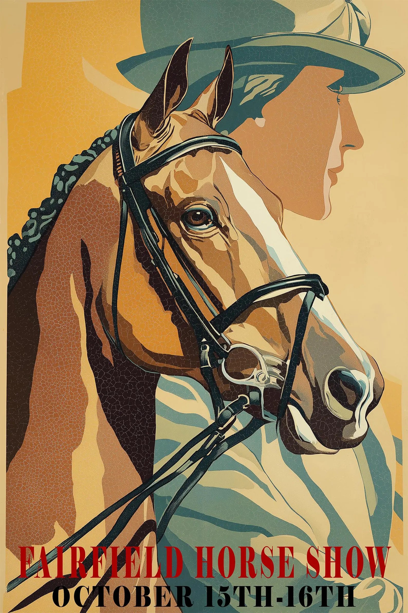 Fairfield Horse Show Westport Vintage Poster Print – Classic Dressage Equestrian Wall Art