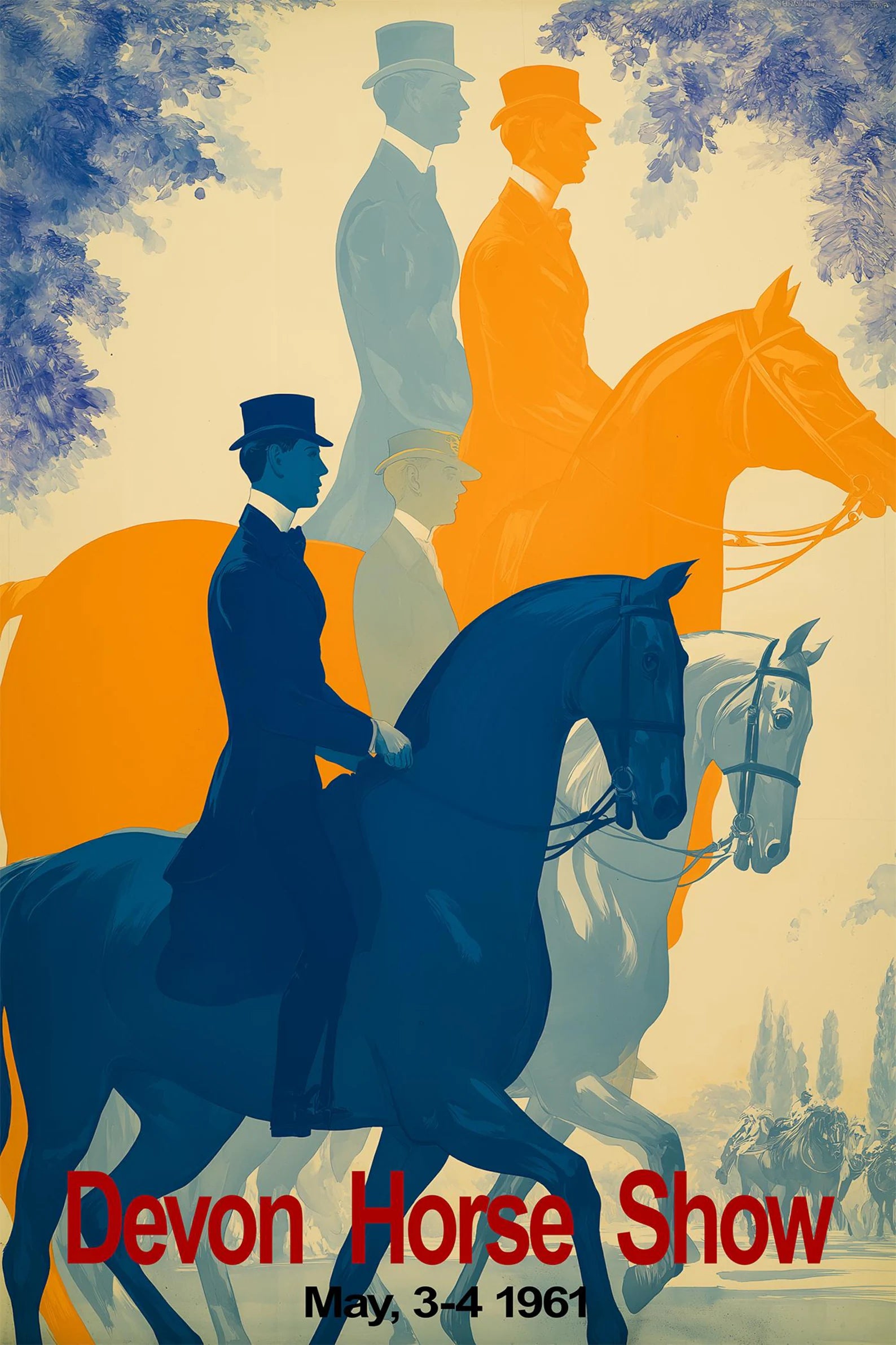 1961 Devon Horse Show Pennsylvania Vintage Dressage Poster Print – Classic Equestrian Wall Art