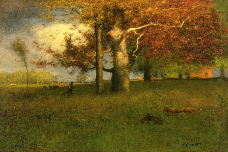 George Inness - Autumn Landscape Print, Vintage American Fall Countryside Landscape Wall Art