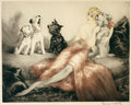 Louis Icart - Fashion Lady & Singing Dogs Art Print, Art Deco Wall Art