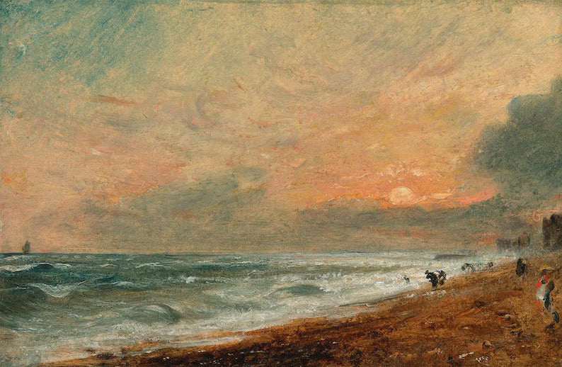 John Constable - Hove Beach Seascape Print, Antique English Coast Landscape Painting Wall Art