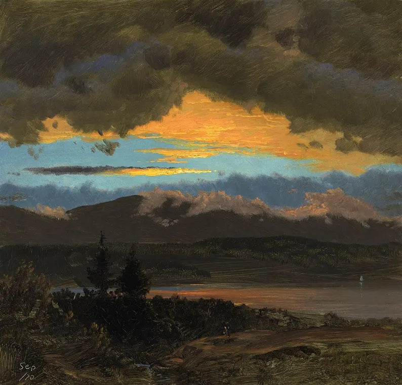 Frederic Edwin Church - Sunset Across the Valley Art Print, Landscape Wall Decor