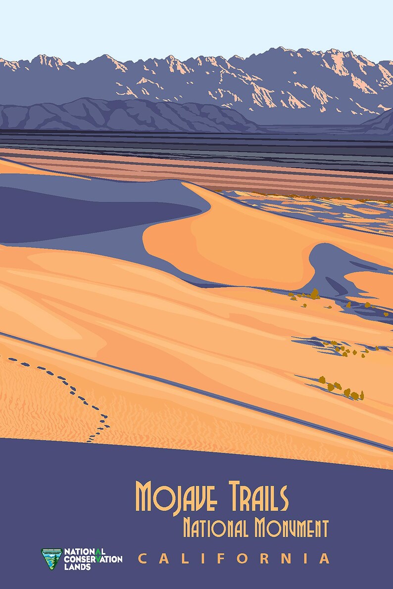 Mojave Trails National Monument California Vintage Poster Print – Desert Landscape Wall Art