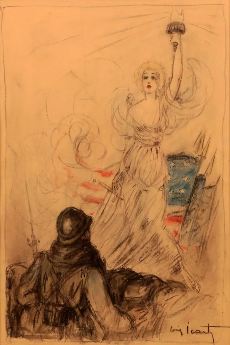 Louis Icart - Miss Liberty Art Print, Vintage Art Deco Wall Decor