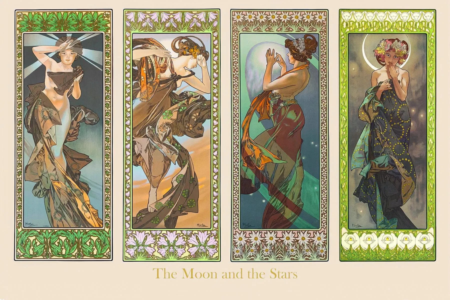 Alphonse Mucha Art Print – The Moon and the Stars, Art Nouveau Wall Decor