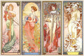 Alphonse Mucha Art Print – The Four Seasons II, Art Nouveau Wall Decor