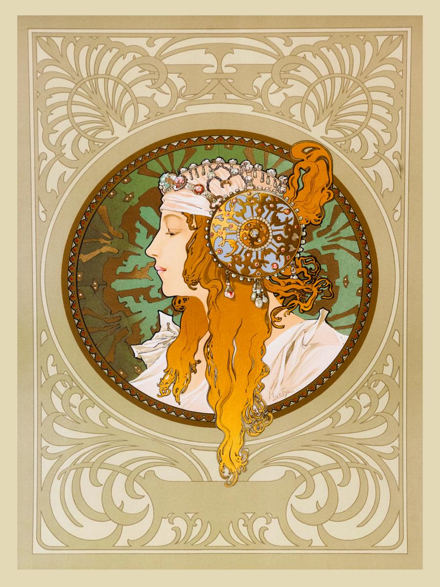 Alphonse Mucha Art Print – Byzantine Head (Blonde) | Art Nouveau Wall Decor