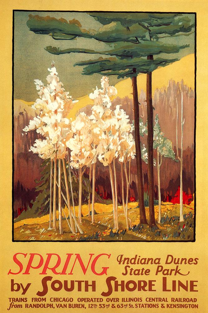 Spring Indiana Dunes State Park Vintage Travel Poster Print – South Shore Line Wall Art