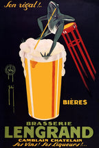 Brasserie Lengrand Frog Beer Poster Print – Vintage French Beer Advertisement (1926), Retro Bar Pub Wall Art