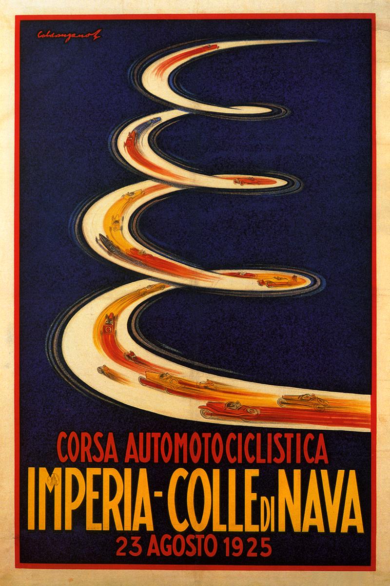 1925 Italian Car & Motorcycle Race Poster Print – Vintage Art Deco Motorsports Wal Decor