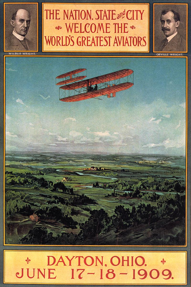 1909 Wright Brothers Dayton Ohio Poster – Early Aviation Vintage Airplane Wall Art