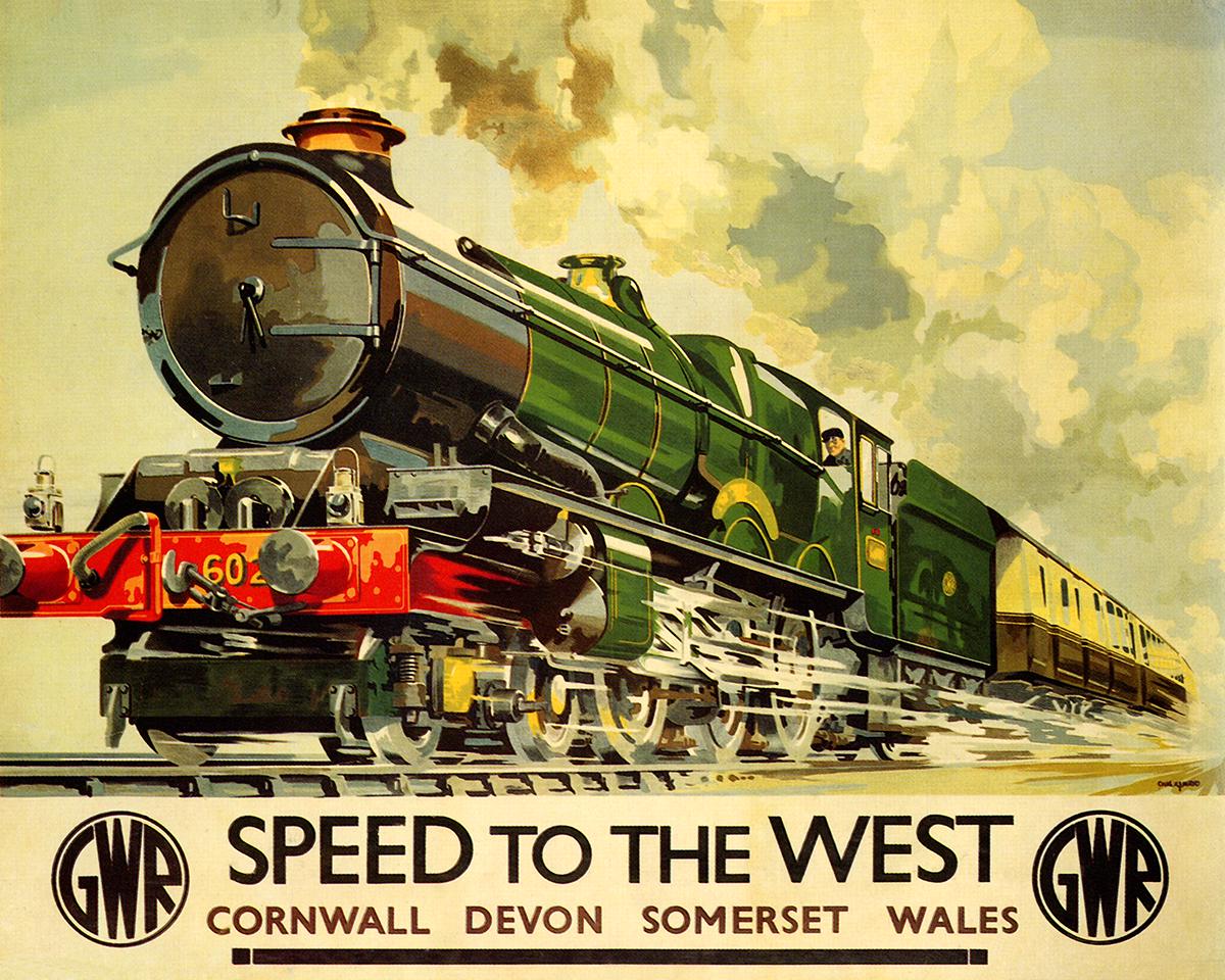 Great Western Railway Speed to the West Poster Print – Vintage Steam Train Wall Decor