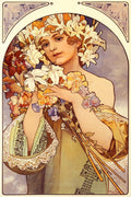 Alphonse Mucha Art Print – The Flower Woman with a Hat, Art Nouveau Floral Wall Art