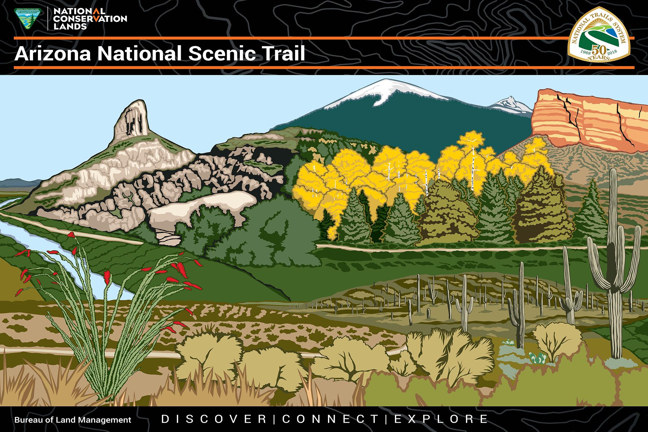 Arizona National Scenic Trail Poster Print – Scenic Outdoor Trail Wall Art, Hiking & Adventure Decor