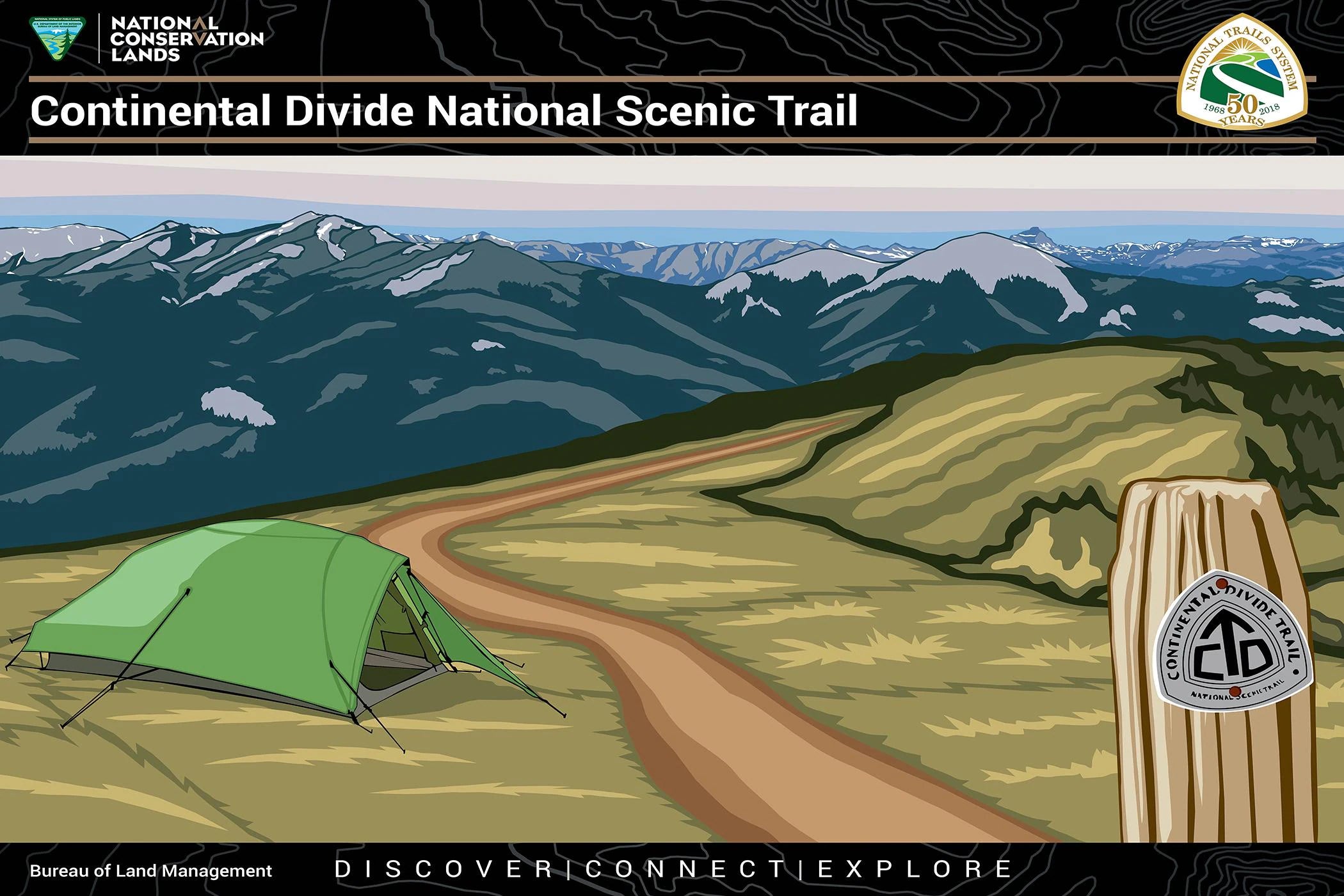 Continental Divide National Scenic Trail Poster Print – Vintage Hiking & Outdoor Landscape Wall Art