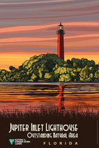 Jupiter Inlet Lighthouse Florida Vintage Poster Print – Coastal Landmark Wall Art